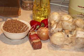 Гречка с салями и шампиньонами: рецепт с пошаговым фото